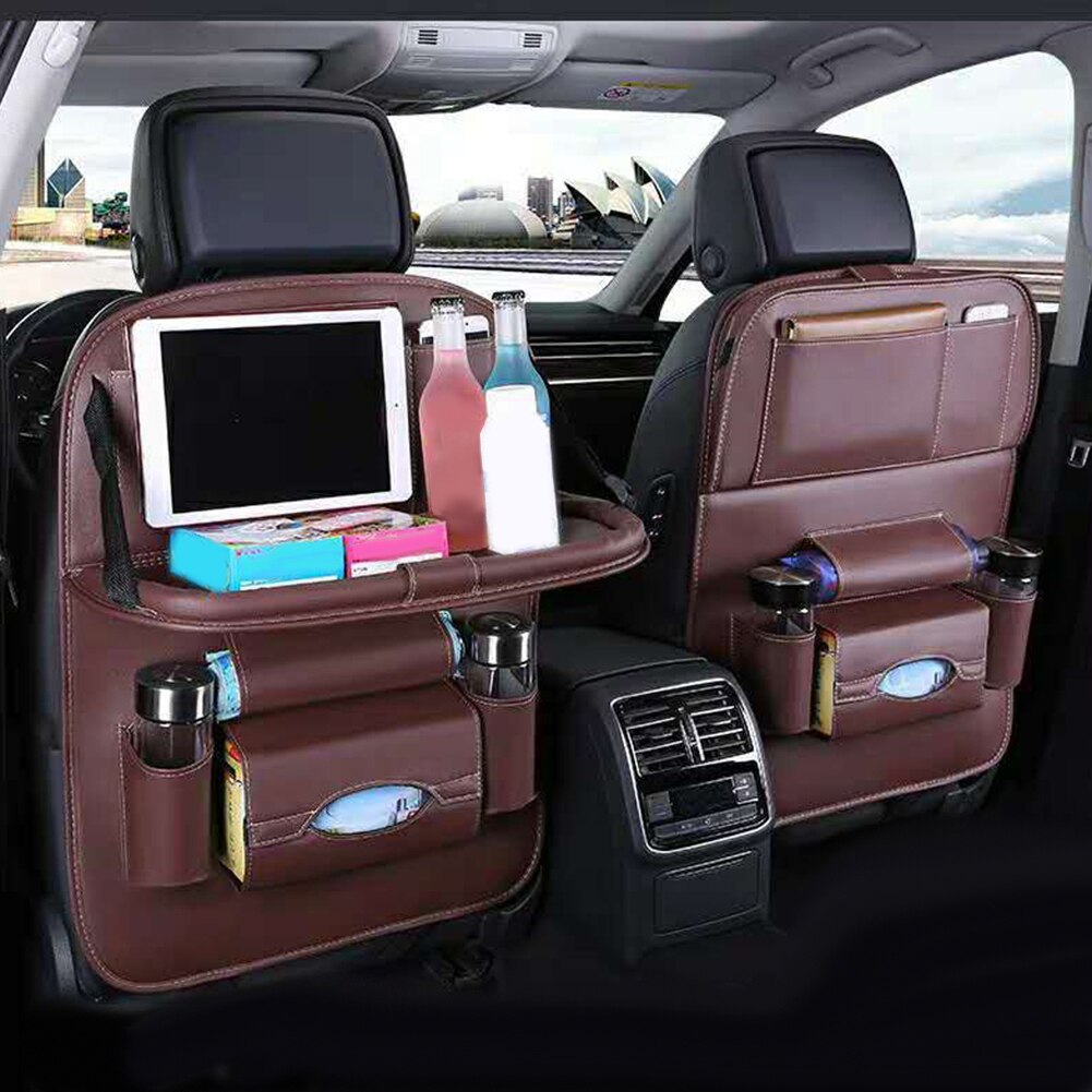 Auto Seat Cover Set Universele Multi-Pocket Seat Opknoping Opbergtas Auto Seat Cover Protector Leather Folding Houder Auto interieur