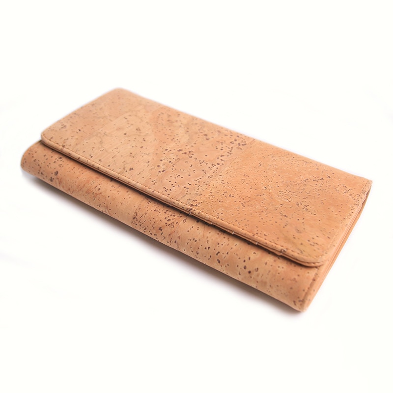 2 in- in-1 multifunctionele unisex effen beige rustieke natuurlijke kurken portemonnee met kaart- en fotovakken voor veganisten