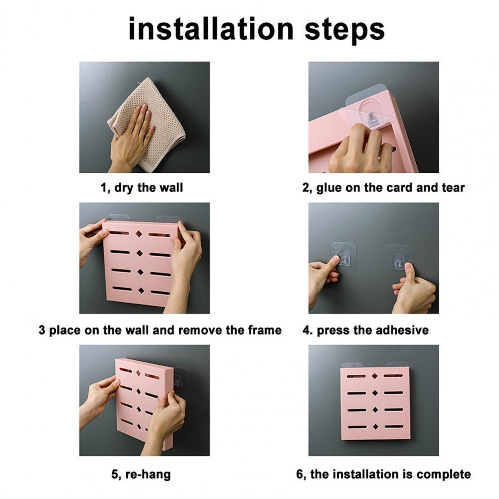 Useful Knife Storage Rack Adhesive Space-saving Storage Container Adhesive Drain Knife Holder: Pink