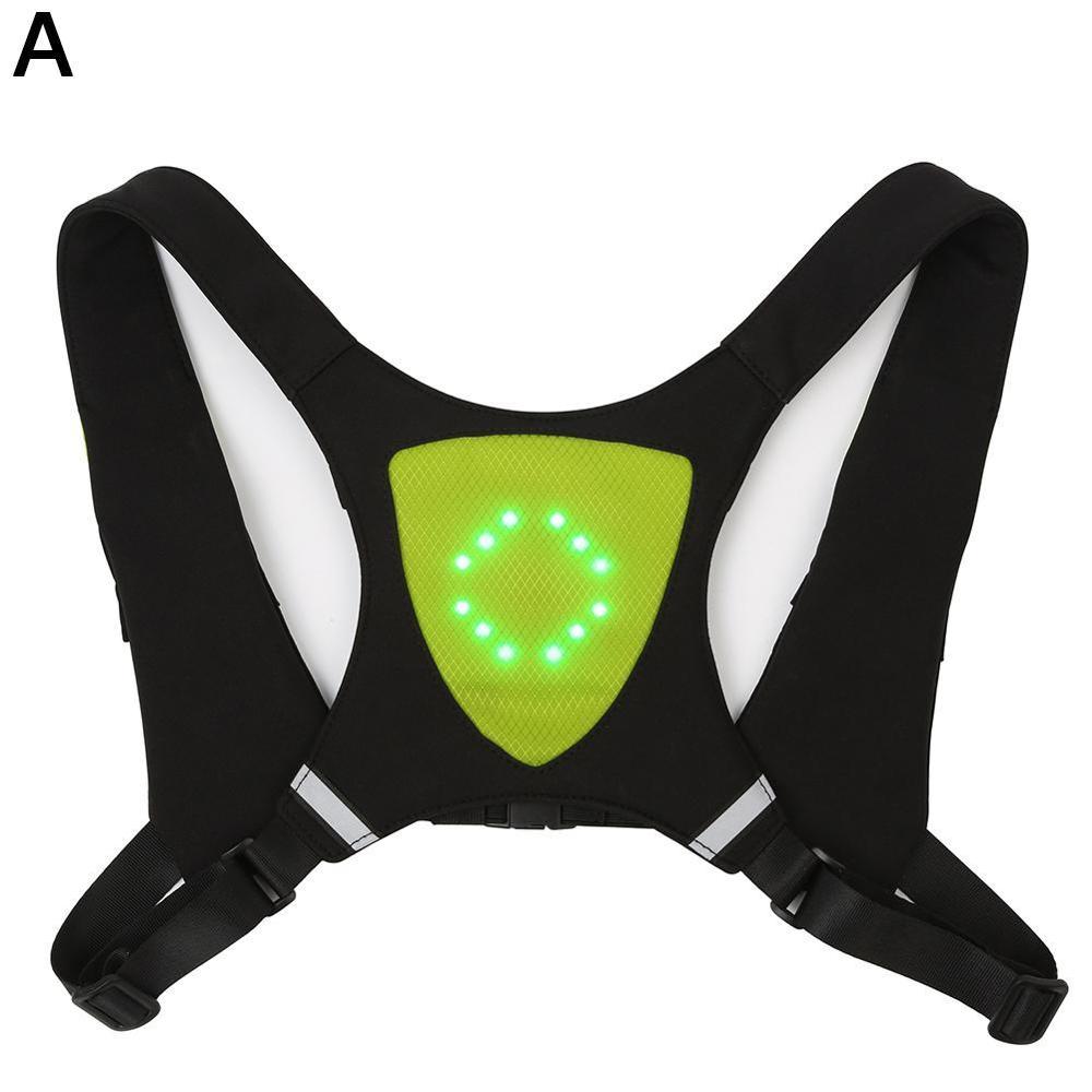 Cycling Bicycle Vest LED Wireless Safety Turn Signal For Bicycle Light Warning Riding Night Vest Guiding Backpack Light C0F0: A