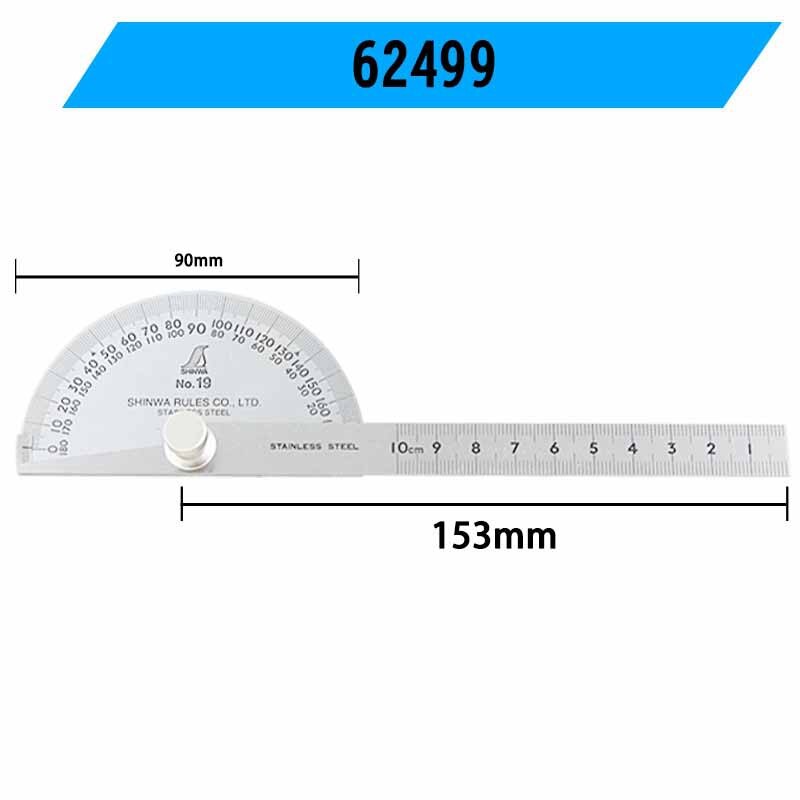 SHINWA Penguin Mini Protractor Classic Angle Gauge Ruler Machinist Craftsman Tool 180 Degree Dia40mm Dia90mm Head 10cm: PolishingFinish62499
