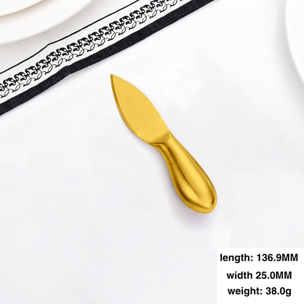 1Pcs Kaas Tool Gold Kaas Slicer Cutter Mes Creatieve Kaas Raspen Cake Spatel Boter Messen Vlees Vork Keuken Servies: Gold Cheese Knife