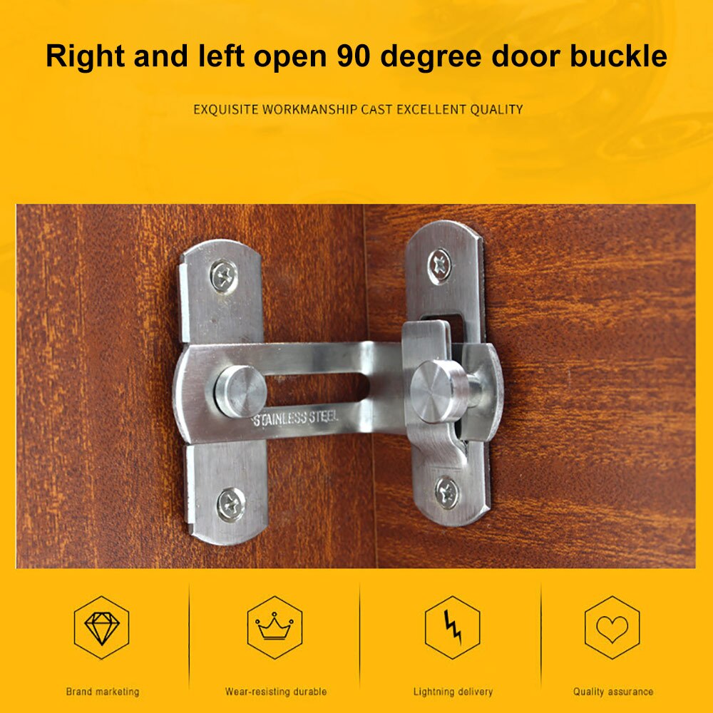 Durable Stainless Steel 90 degree door buckle right angle lock sliding door buckle pin room door buckle bathroom cabinet drawer