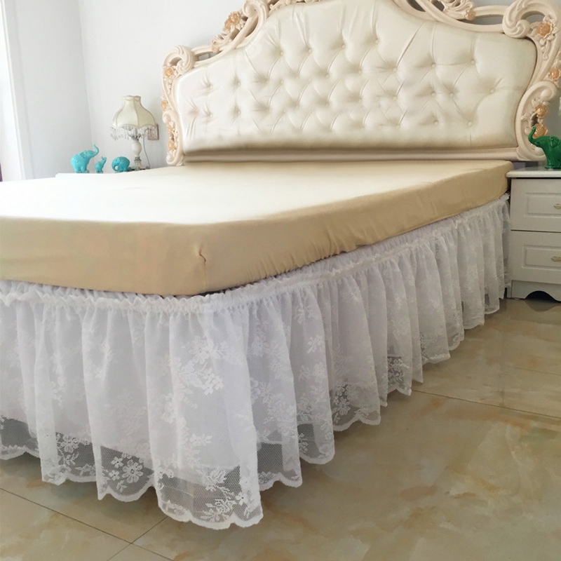 1pc dentelle lit jupe romantique couleur unie ébouriffé couvre-lit fleurs décor lit jupe couvre-lit maison lit jupe maison Textile