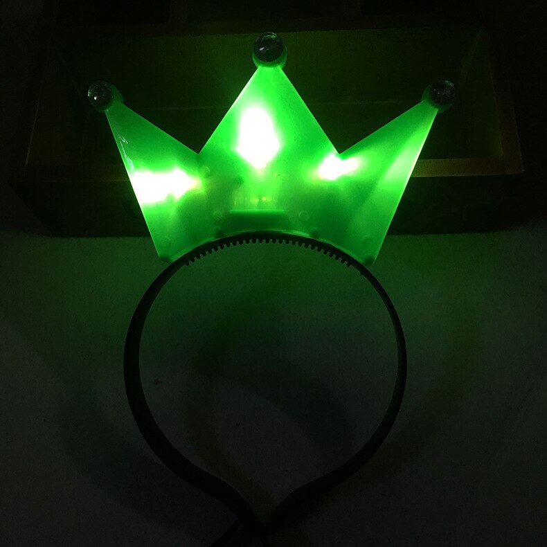 Colorful Princess Tiara Crown LED Flashing Headband Kids Adult Light Up Birthday Rave Glow Party Year Christmas Xmas Navidad: green