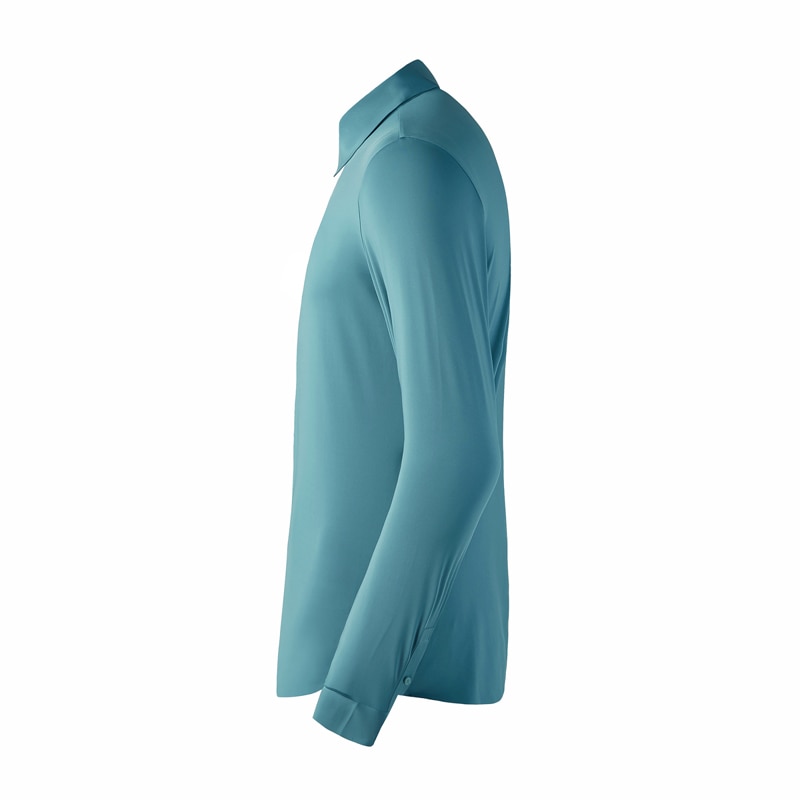 Merkki nylon paita miesten alas kaulus pitkähihainen ohut chemise homme yksivärinen bisnes miesten mekkopaidat plus koko