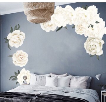 Autocollant mural pour pépinière en Rose de pivoine, autocollant décoratif pour chambre d'enfant, décoration pour la maison, amovible et étanche