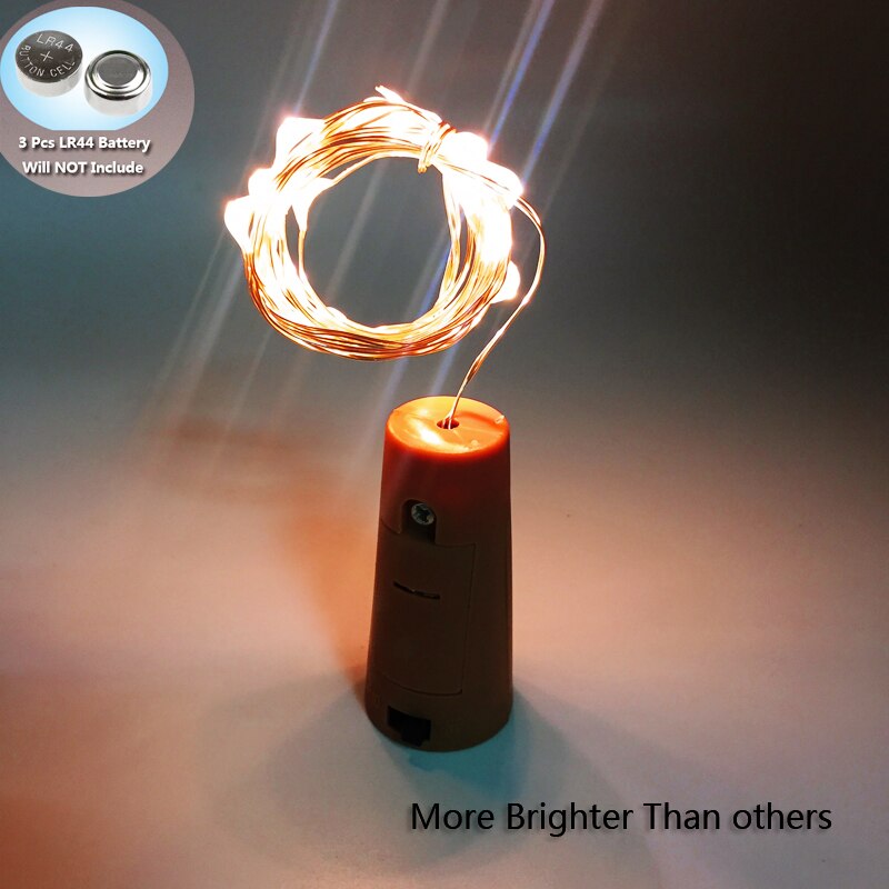 Led Fles Kurk String Light Waterdicht 2 m 20 Leds Koper Starry Lampen LR44 Knop Batterij Thuis Bar DIY Fee kralen