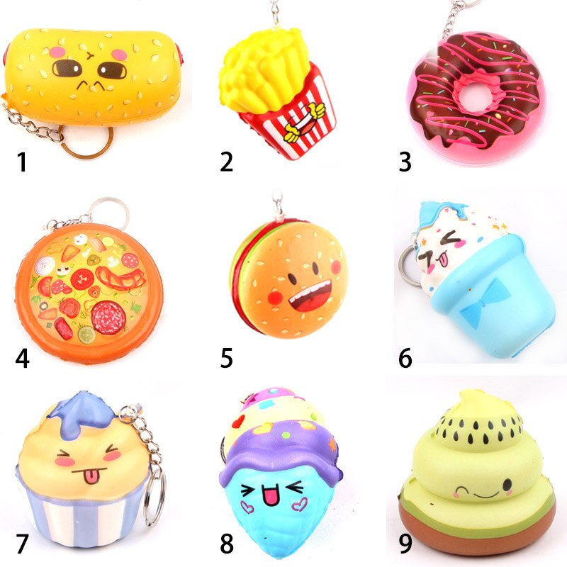 Antistress Squishy Slow Rising Stress Relief Squeeze Toys Gadget Sausage Ice Cream Kawaii Artificial Foods &Vegetables Decor