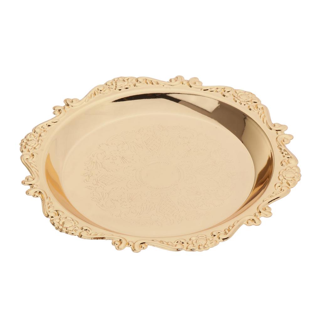 Hard Gold Metal Plates Set - 4" 6" Gold Round Plates - Washable and Reusable for Wedding Birthday Party Dessert Cake Plate