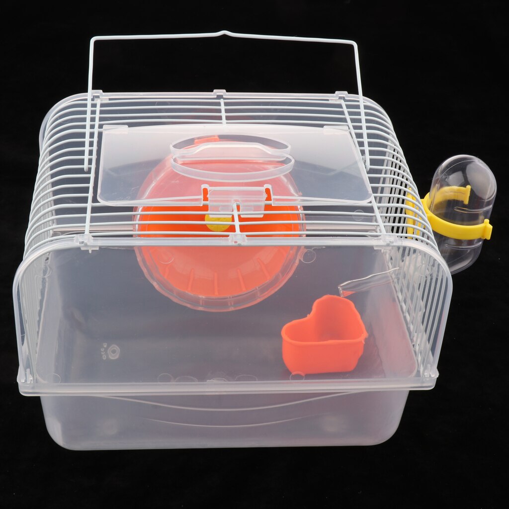 Portable Pet Hamster Cage Guinea Pig Gerbils Mice House with Heel: Yellow