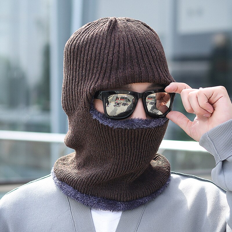 Gehoorbescherming hoed heren winter plus fluwelen hoed bib wild dikke rijhoed herfst en winter heren nek hoed: B7