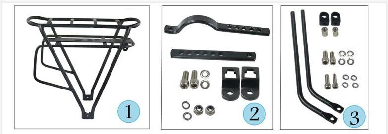 V brake & disc brake Rear Rack for ebike Battery Double Layers Luggage for 24" 26" 28" Electric Bike Batteries Tire: disc brake
