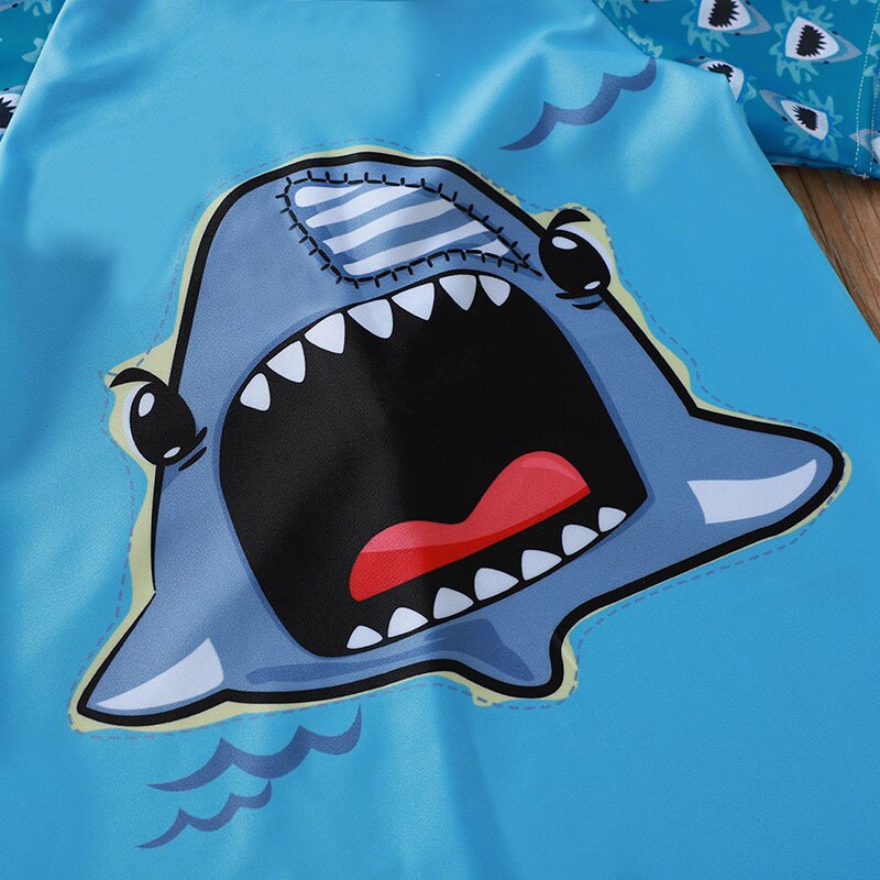 Tonsen Zomer Baby Jongen Onesie Badmode Kinderen Kids Shark Gedrukt Korte Mouwen Rits Badpak Beachwear