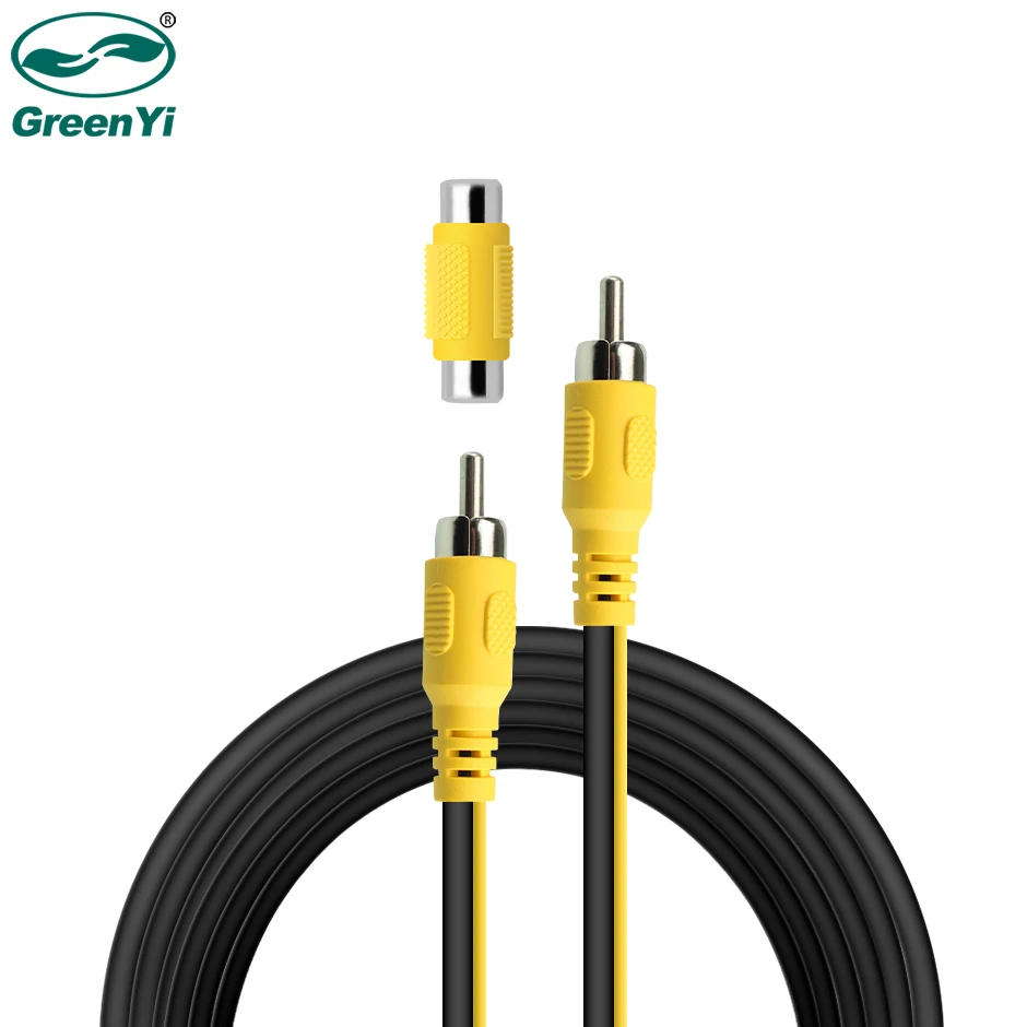 Cable de vídeo RCA de doble blindaje mejorado GreenYi para Monitor y conexión de cámara de visión trasera de respaldo extensión AV de 6m 10m 15m 20m