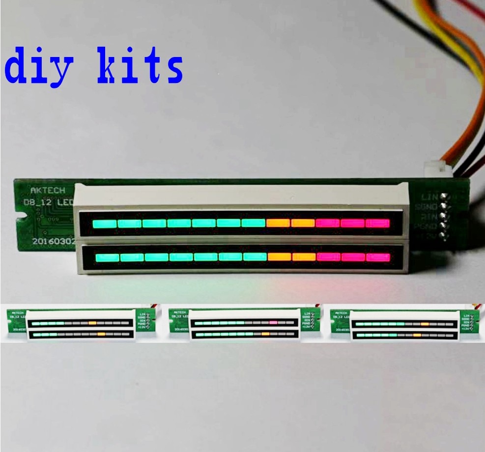 Dual 12 Stereo Niveau Indicator Diy Kit Led Vu Meter Lampen Licht Speed Verstelbare