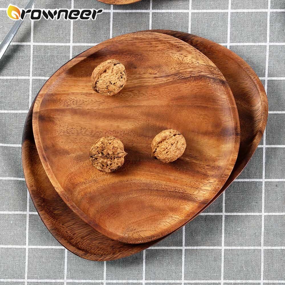 Onregelmatige Vorm Effen Natuurlijke Walnoot Hout Fruit Gerechten Schotel Koekjes Koekjes Moer Brood Snack Middag Dessert Thee Oval Lade