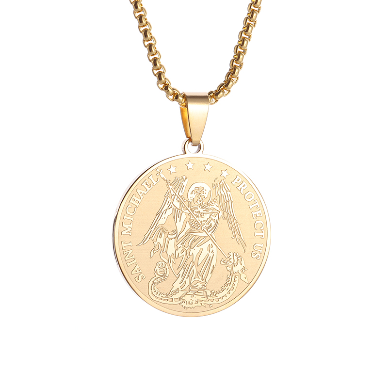 Gold Color Crucifix Image Men\\'s Pendant Christ Miami Cuban Religious Necklace for Daily Wear Jewelry Accessories