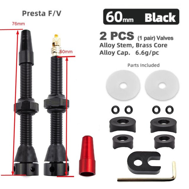 40/60Mm Fiets Tubeless Band F/V Klep Vacuüm Air Valve Aluminium Mtb Road Fiets Tubeless valve Tool Set Fietsen Onderdelen