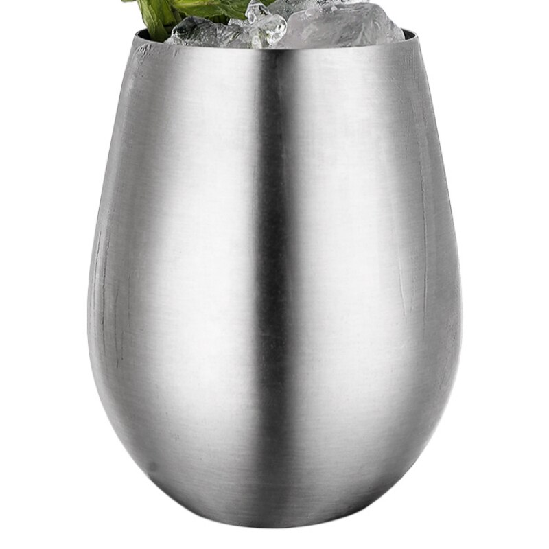 Kreative Edelstahl Cocktail Glas Whisky Bier Becher Dicken Ei Geformt Breiten Mund Tasse Bar Club Haushalts Restaurant Wasser Tasse