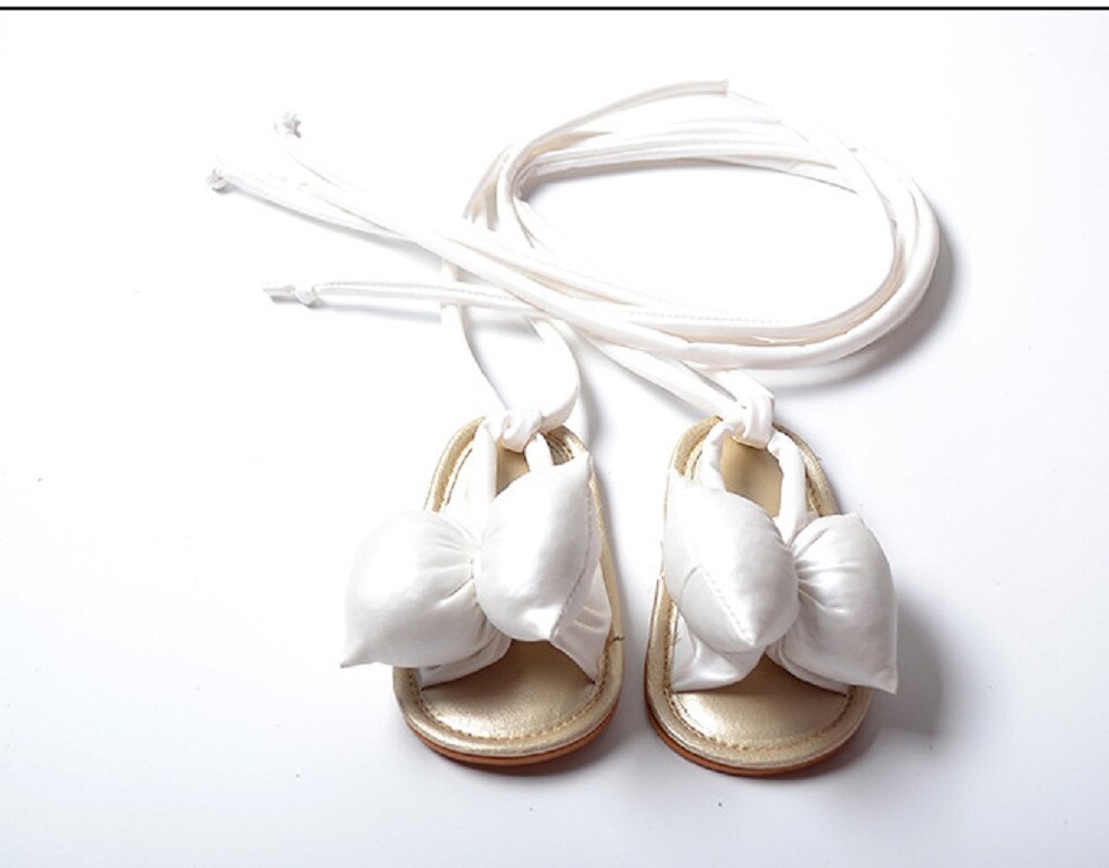 Pu sandaal met grote strik, zachte zool, zomerschoenen voor babymeisjes, schattige prinsessenschoenen, antislip, lange gladiatorschoen: D / 0-6 maanden