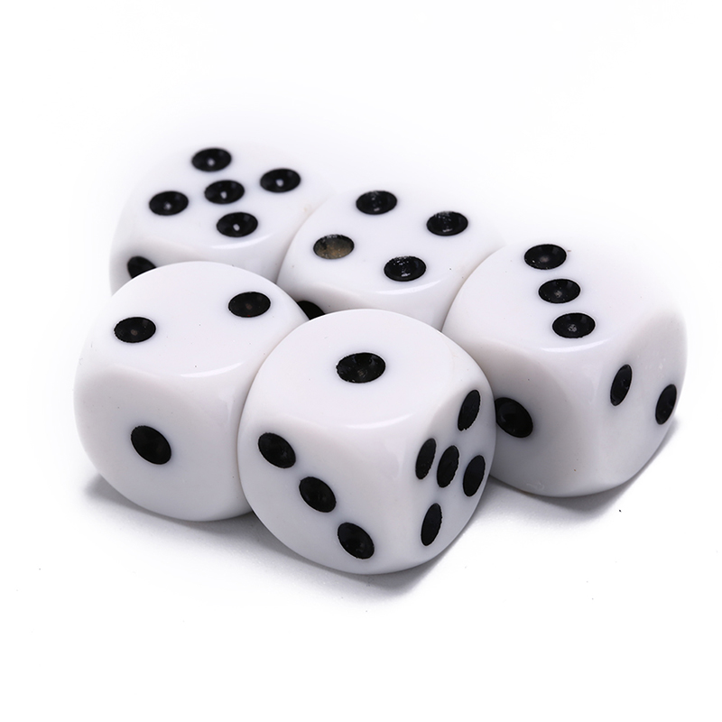 Drinking Dice Acrylic White Round Corner Hexahedron Dice Club Party Table Playing Games RPG Dice Set 5Pcs/Lot 16mm