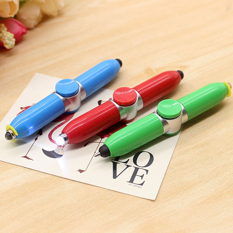 Multifunctional Ballpoint Pen Touch/ Rotate/Led Light 3 In 1 Funny Toys Ball Pens Business Office Decompression Student
