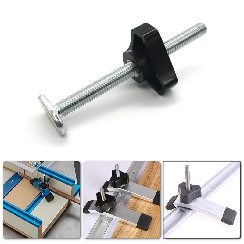 1pc t-spår skena skjutreglage skruvknopp träbearbetningsfixtur skjutreglage manuellt fixeringsverktyg  m8 tillbehörsverktyg  m6 t- slits slider  y0 o 6