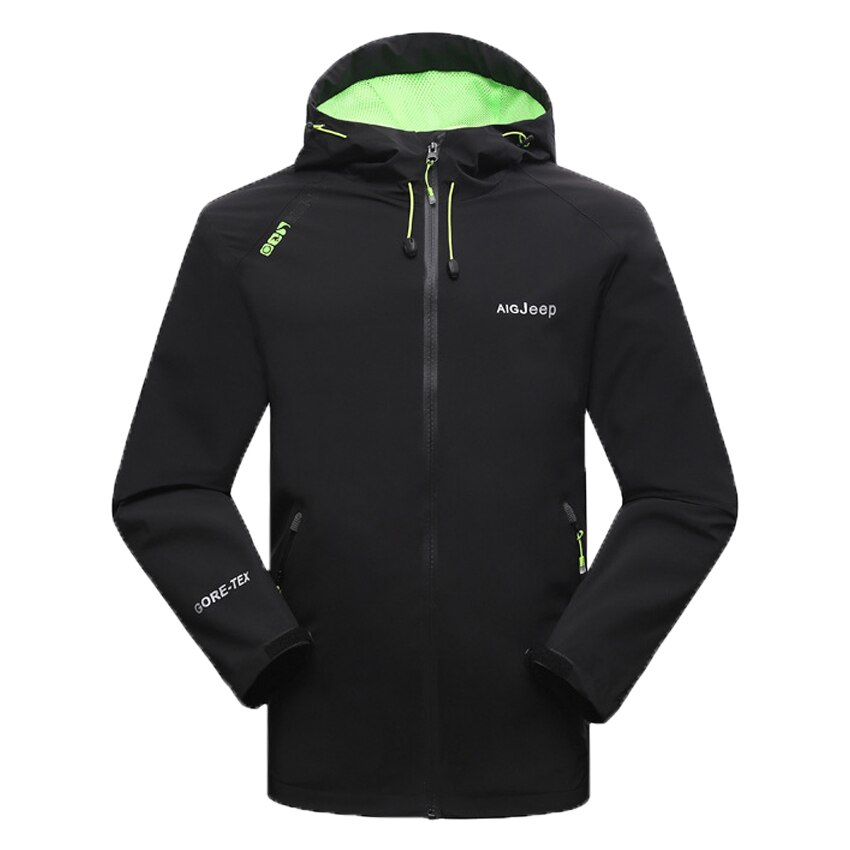 cazadora cortavientos chaqueta de Camping turismo montaña escalada chaquetas de senderismo DL 82: Black / XL