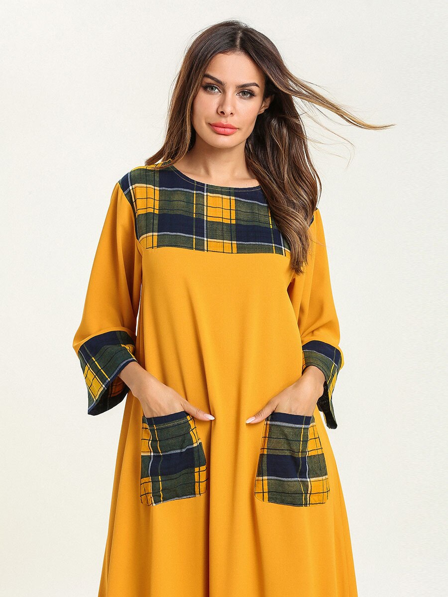 Abaya pour femmes, Robe musulmane, dubaï, Bangladesh, vêtements islamiques, Kaftan 4XL, Abaya arabe turc, poches jaunes,