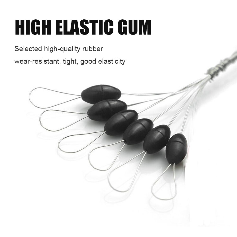 Tope de bolas espaciales de goma negra, ovalado/Cilindro adecuado para sedal de pesca, accesorios de aparejos de pesca de carpa, 60 piezas, 10 grupos