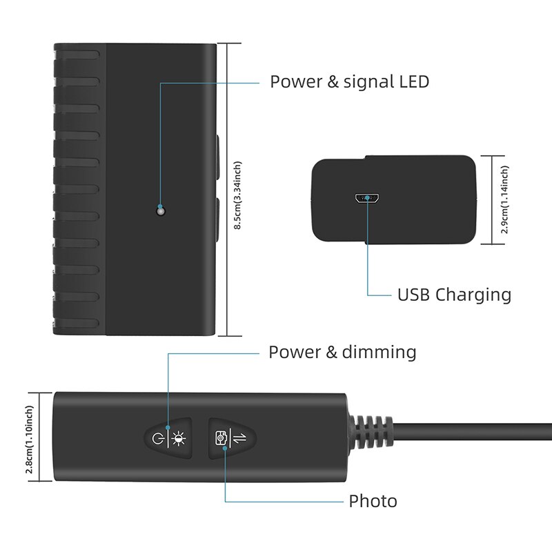 5MP Pixel WiFi Endoscope Camera 5.5mm Lens With White Light 5M 10M Hard Cable IP67 Borescope For Android Apple Device