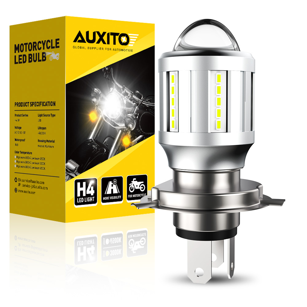 AUXITO 1Pcs H4 Motorcycle LED Headlight High/Low Beam Light Bulbs Lamp Motorbike With LENS Fanless Dual Color White Yellow 12V: army green