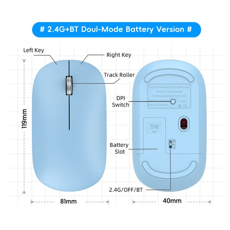 Xiaomi Dual Mode Muis 1600 DPI Verstelbare Bluetooth Type-C Oplaadbare Draadloze Mute Morandi Draagbare Werkende Ergonomische Muizen