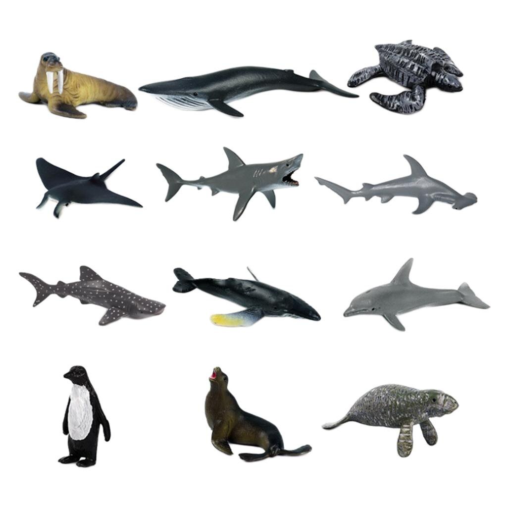 Set mit  of 12 naturgetreuen meerestier-pvc-figuren für aquarien für kinder