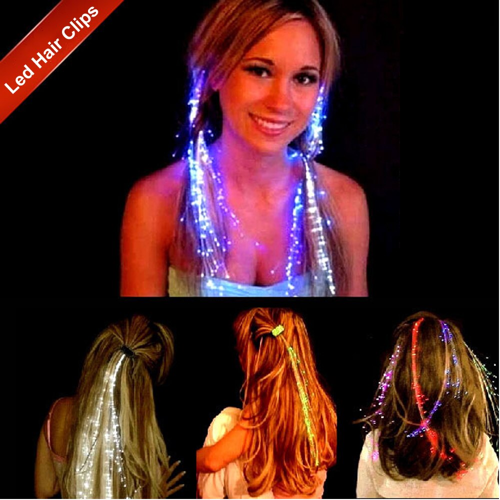 50pcs/lot 35cm LED Hair Clip Glow Blinking Hair Braid Colorful Changing party Decoration LED Lighting Hairgrip Accessories