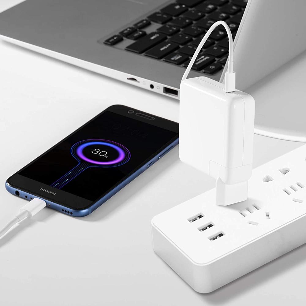 61w usb-c till usb-c nätadapter laddare kompatibel med macbook pro 12 tum 13 tum, macbook air, med c-kabel