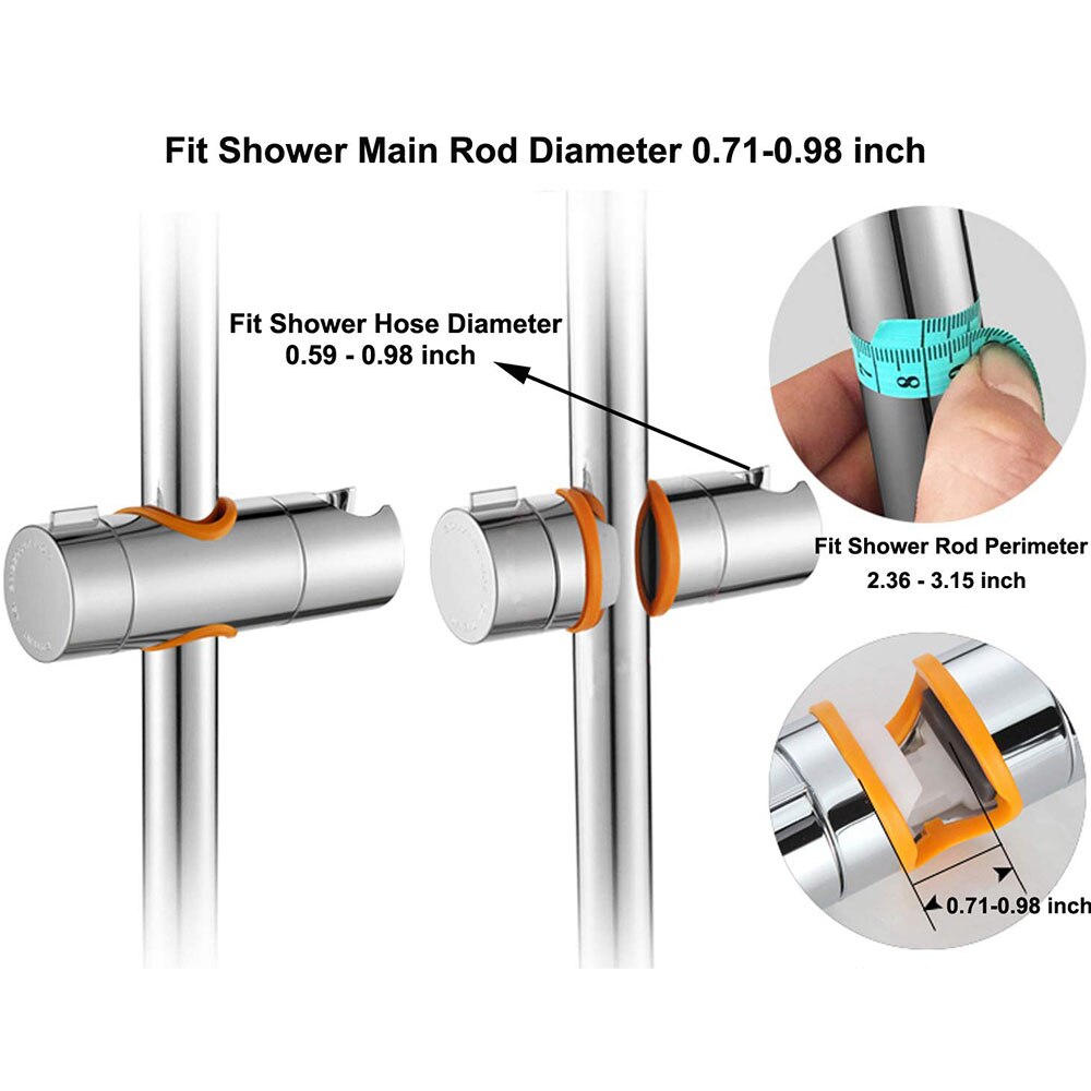 Universal 18-25MM Adjustable Hand Shower Rail Head Bracket Holder for Slide Bar Slider Clamp Bathroom ABS Chrome Plated