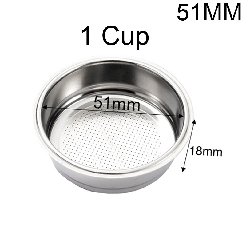 1/2/Schoon Cup Filterhouder 304 Roestvrij Staal Drukloze Koffie Filter 51Mm/58Mm Mand: 51mm 1 Cup