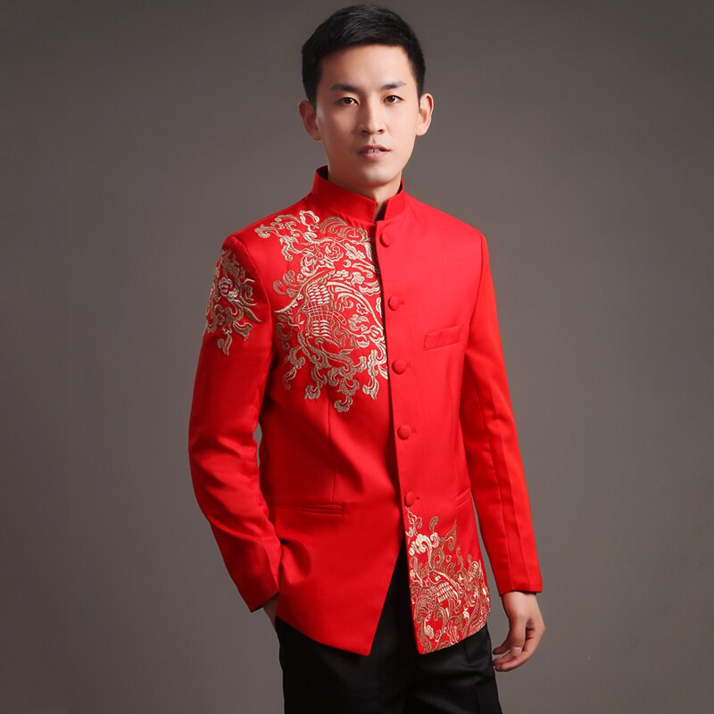 Rode Tuniek Mannen Satijn Blouse Tops Traditionele Chinese Tuniek Pakken Voor Mannen Kleding Voor Tang Pak Tai Chi Kostuum Oosterse top