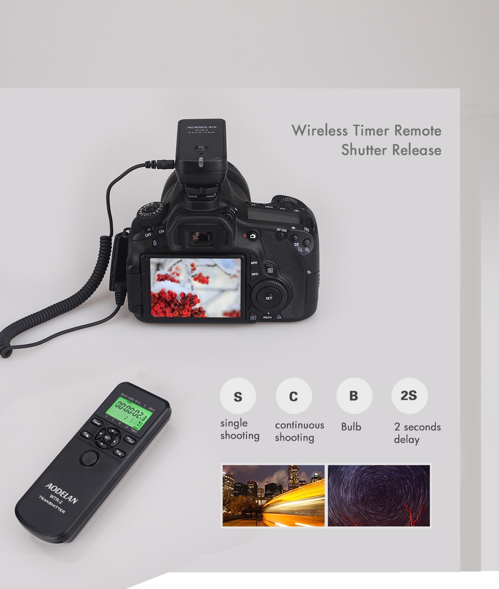 AODELAN-mando a distancia inalámbrico con temporizador, Cable disparador para cámara Canon, Nikon y Sony, C6, C8, N8, N10, S6, S8, O6, P6