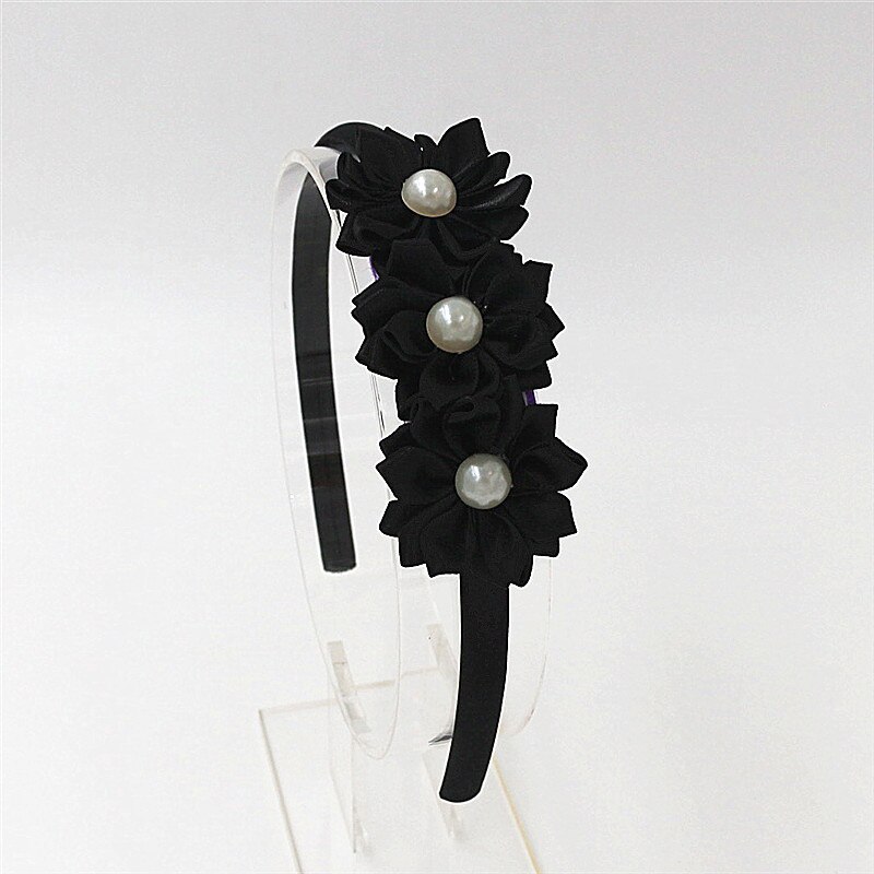 Hairband Pearl Flower Hair Accessories Hairbands beautiful hair hoop hair Princess Headbands Girls Hair Accessories: Black