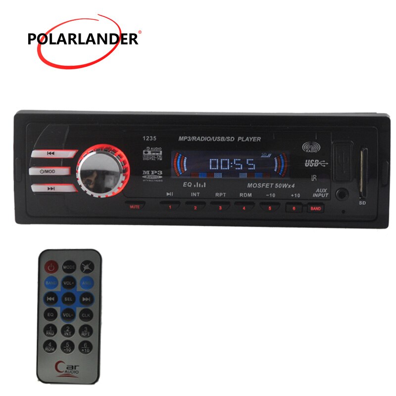 12V Car Audio Car Radio Car Stereo Mp3 Player SD USB Drive 1 Din In-Dash FM Transmitter Remote Control 1042A LED Screen