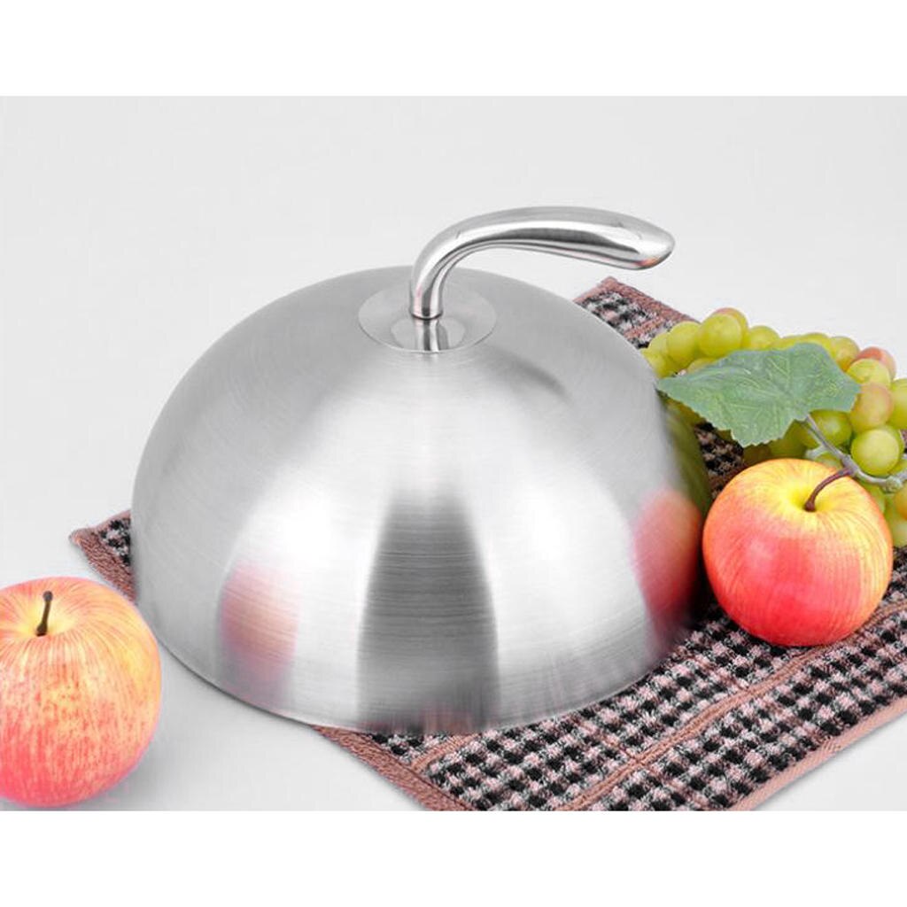 Stainless Steel Cloche Food Cover Dome Serving Plate Dish Dining Dinner