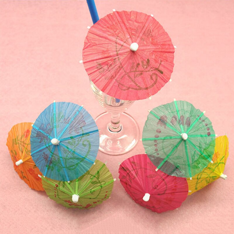 Cocktail dekorative pynt paraply bambus pinne form snack kaker frukt skilt 10 cm lange 144 stk/sett