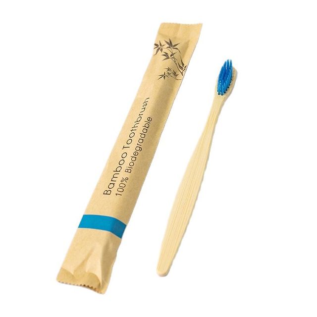 Cepillos de dientes de bambú reutilizables para adultos, cepillo dental suave de madera portátil, respetuoso con el medio ambiente, para viaje en casa, para Hotel, 100 Uds.: 100pcs Blue