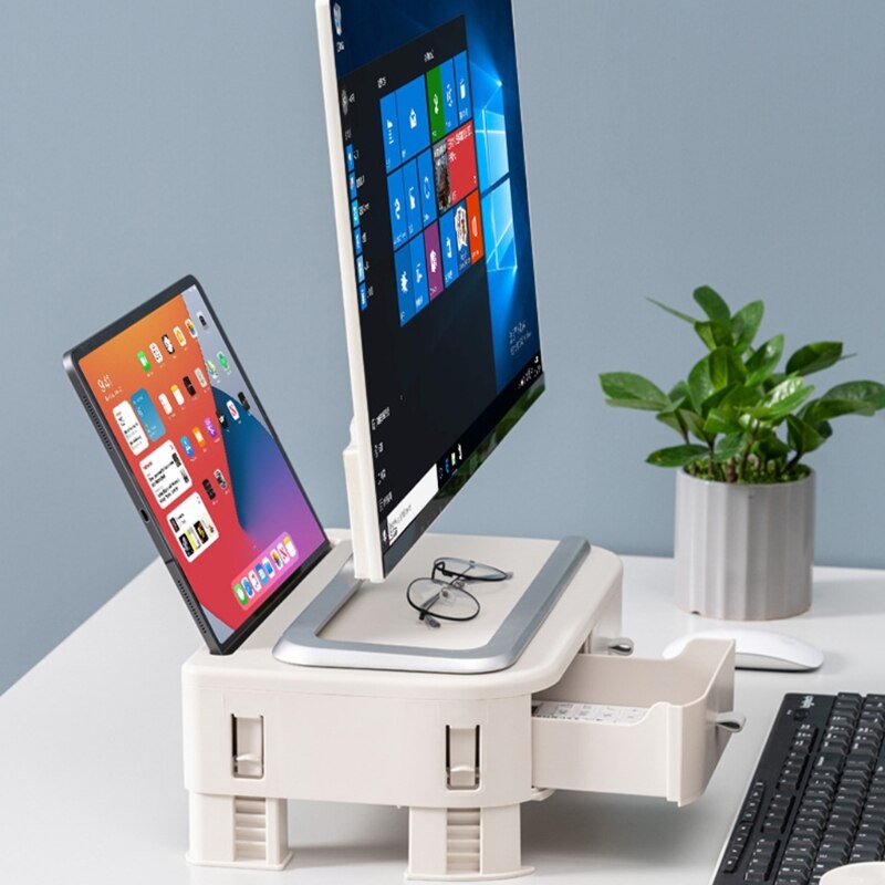 Desktop Computer Shelf Sundries Drawer Storage Box Office Neck Protector Computer Monitor Shelf Increase Display Base