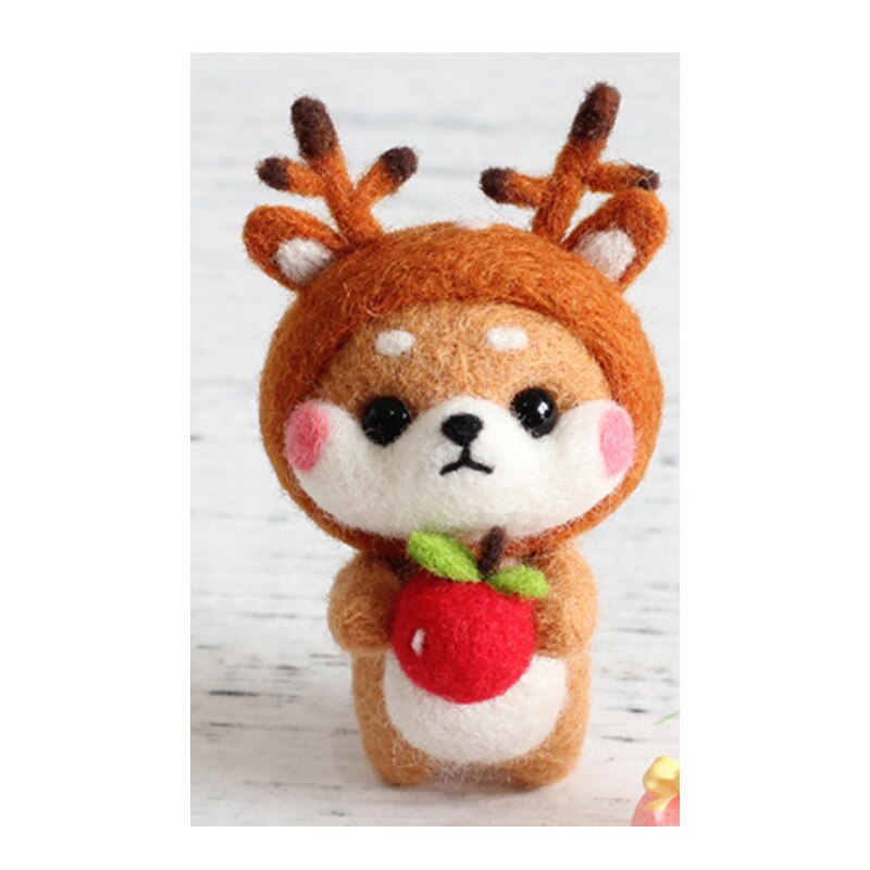 1 set wool for Felt DIY Package, elk, moose, wapiti,deer needle felting, Shiba Inu Set animals feutre: Light Grey