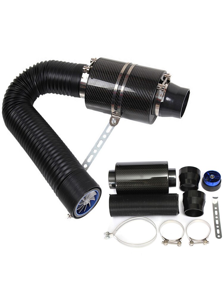 Universal Car Air Intake Modified Pure Carbon Fiber Bellow Eddy Current Fan Style Enclosed Air Filter Induction Ram Filter