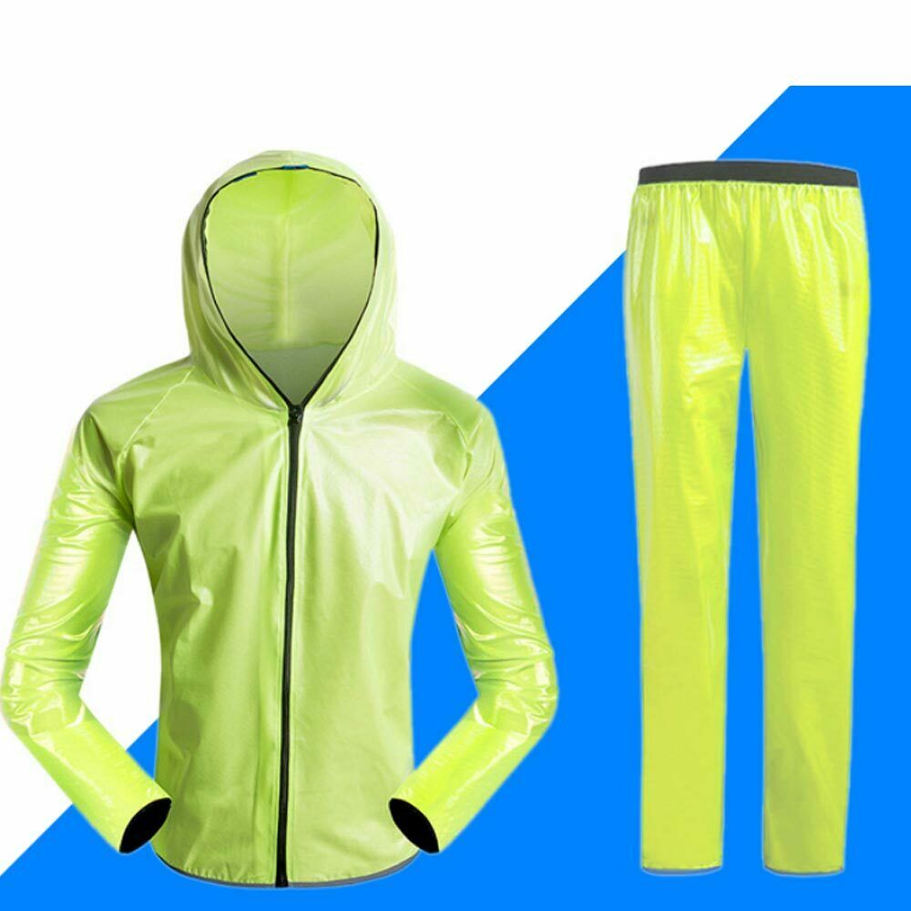 Unisex Sport Regenjas Motorfiets Fietsen Waterdicht Winddicht Regen Pak Regenkleding Ademend Reflecterende: Neon / XXL